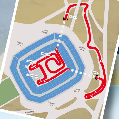 Schmuckgrafik zu neuen Streckenführung beim Biathlon auf Schalke.