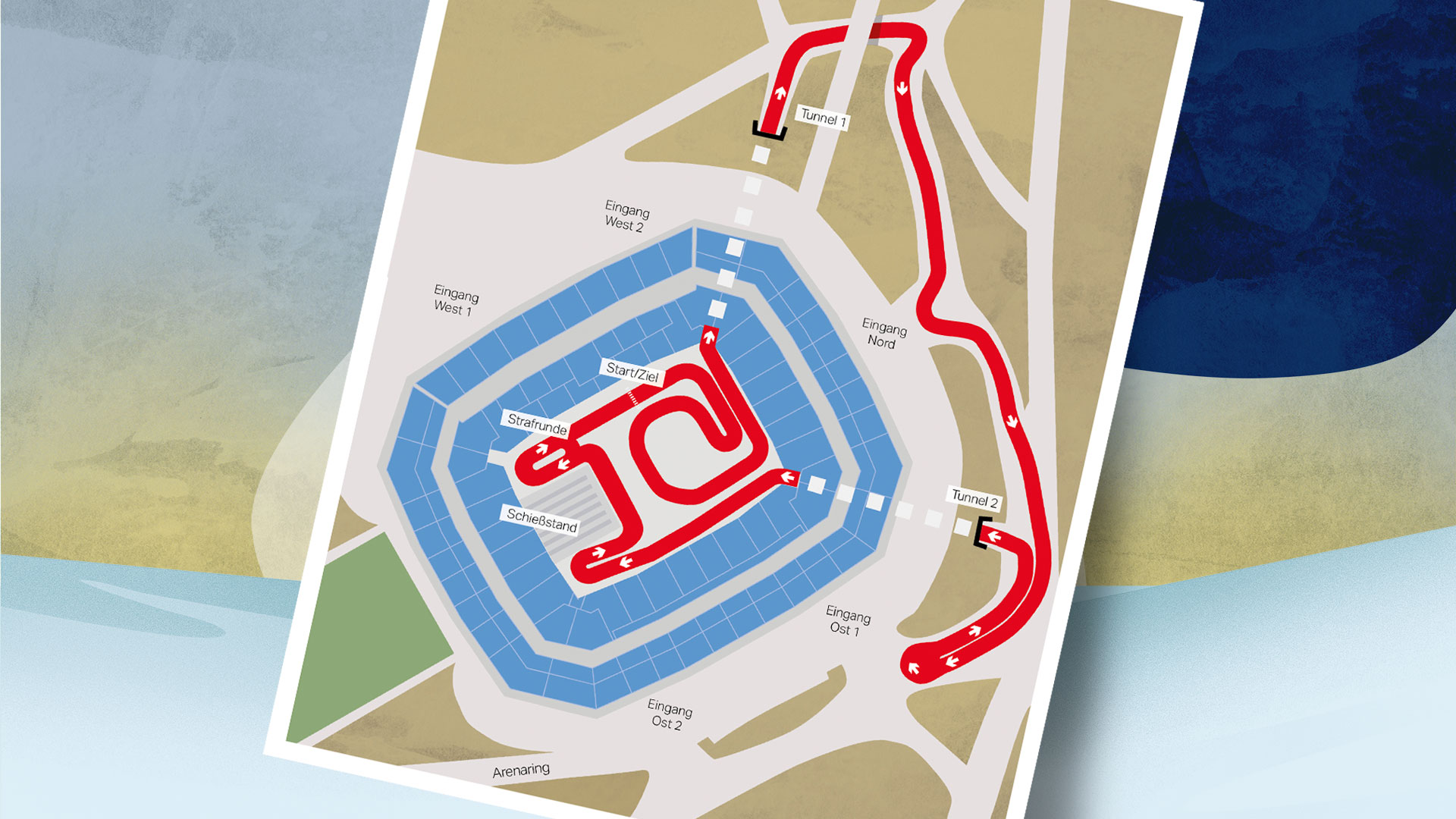 Schmuckgrafik zu neuen Streckenführung beim Biathlon auf Schalke.